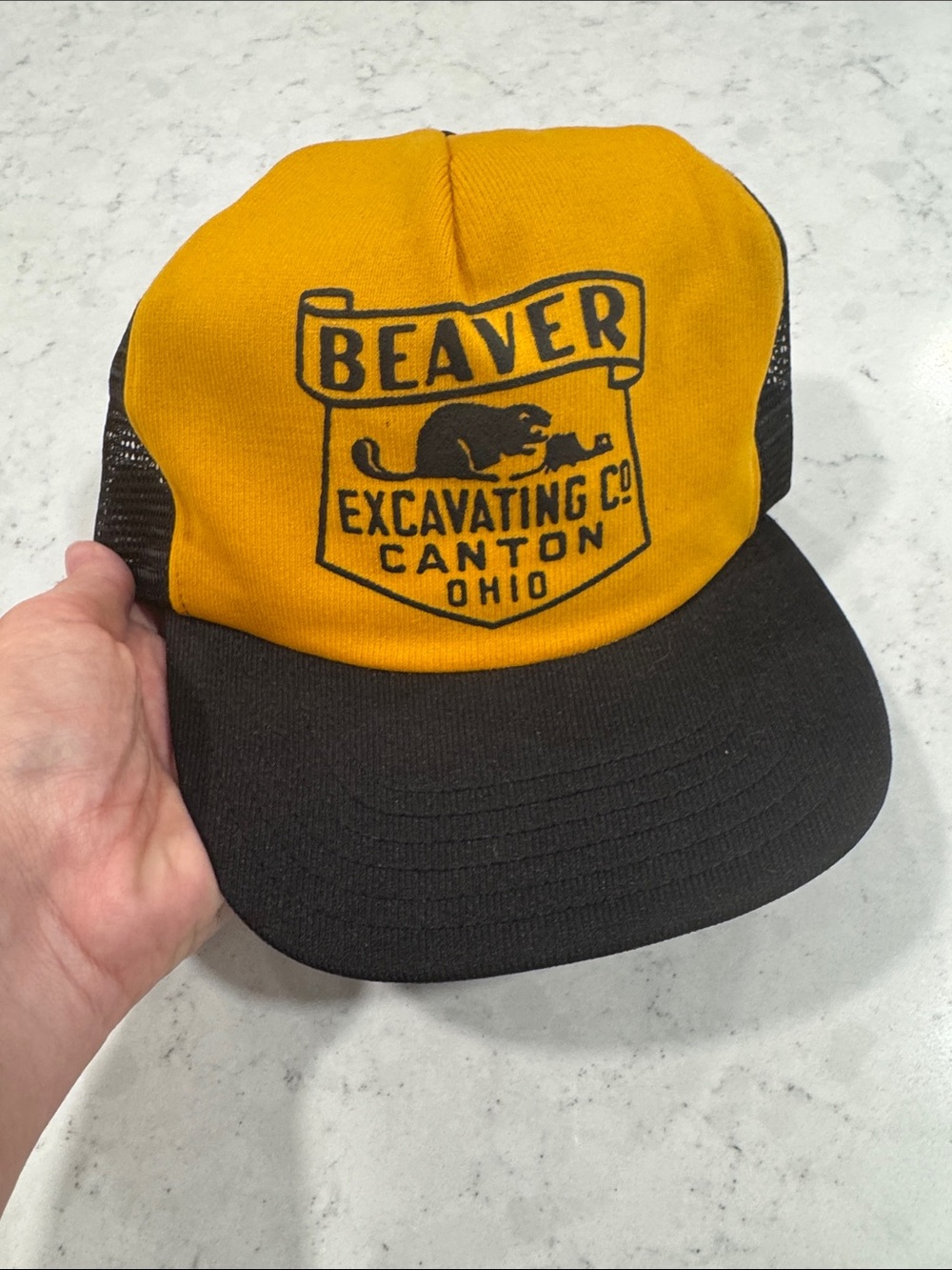 Vintage Beaver Excavating Co. Canton Ohio Trucker Hat Cap Snapback Made in USA